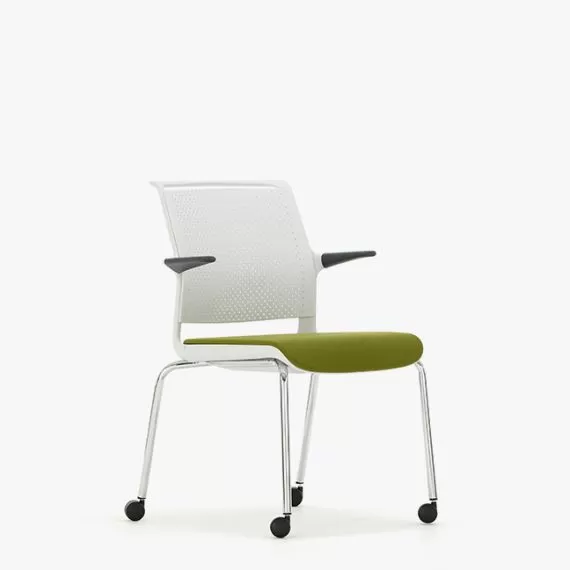 ADL12AC Ad-Lib Four Leg Motion Chair Plastic Back With Upholstered Seat With Arms