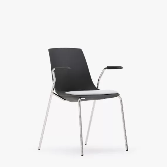 ARL11A Arlo Side Chair With 4 Leg Arm Frame, Upholstered Seat Pad