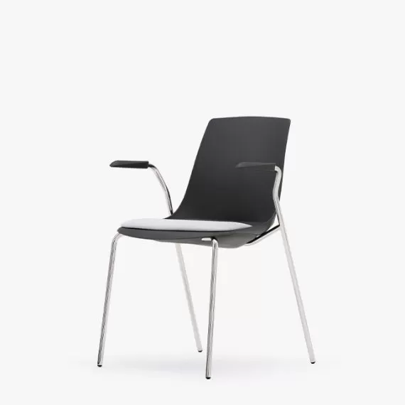 ARL11A Arlo Side Chair With 4 Leg Arm Frame, Upholstered Seat Pad