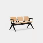 PLP-ASSSA Pila Beam Three Unit Seat Beam,  Wooden Seat and Back