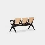 PLP-ASSSA Pila Beam Three Unit Seat Beam,  Wooden Seat and Back