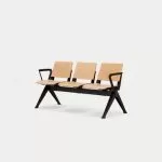 PLP-ASSSA Pila Beam Three Unit Seat Beam,  Wooden Seat and Back