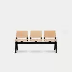 PLP-SSS Pila Beam Three Unit Seat Beam, Wooden Seat and Back