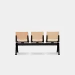 PLP-SSS Pila Beam Three Unit Seat Beam, Wooden Seat and Back