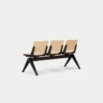 PLP-SSS Pila Beam Three Unit Seat Beam, Wooden Seat and Back