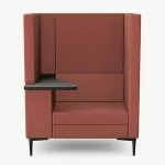 EM4-W-LH Work - High Back Sofa with Work Area Storage and Locking Castors