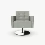 FIFT14 Fifty Series Arm Chair With Pedestal Base, High Back, Tufted Seat and Upholstered Back