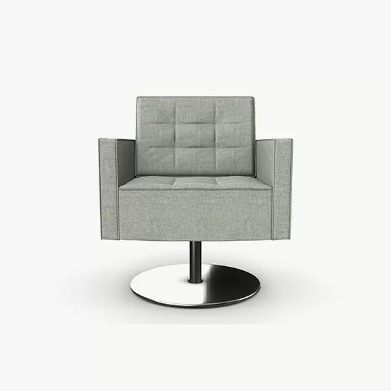 FIFT14 Fifty Series Arm Chair With Pedestal Base, High Back, Tufted Seat and Upholstered Back