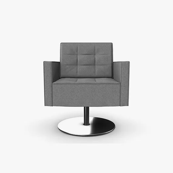 FIFT14 Fifty Series Arm Chair With Pedestal Base, High Back, Tufted Seat and Upholstered Back