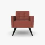 FIFT15 Fifty Series Arm Chair With Wooden Legs, Pedestal Base, High Back, Tufted Seat and Upholstered Back