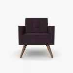 FIFT15 Fifty Series Arm Chair With Wooden Legs, Pedestal Base, High Back, Tufted Seat and Upholstered Back