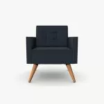 FIFT15 Fifty Series Arm Chair With Wooden Legs, Pedestal Base, High Back, Tufted Seat and Upholstered Back