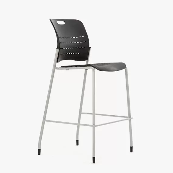 JNY05 Jonny Stool, 4 Leg Frame With With Plastic Seat and Back, Plastic Glides Without Arms