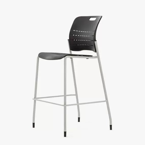 JNY05 Jonny Stool, 4 Leg Frame With With Plastic Seat and Back, Plastic Glides Without Arms