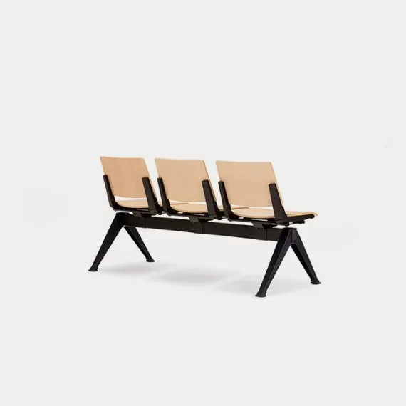 PLP-SS Pila Beam Two Unit Seat Beam, Wooden Seat and Back