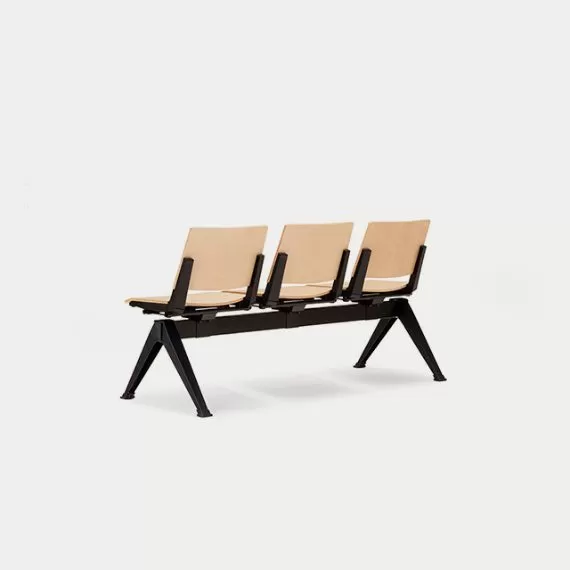 PLP-SSSS  Pila Beam Four Unit Seat Beam, Wooden Seat and Back